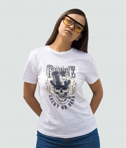Дамска тениска с щампа Готика Life Is A Gamble - TShirtArtShop.com